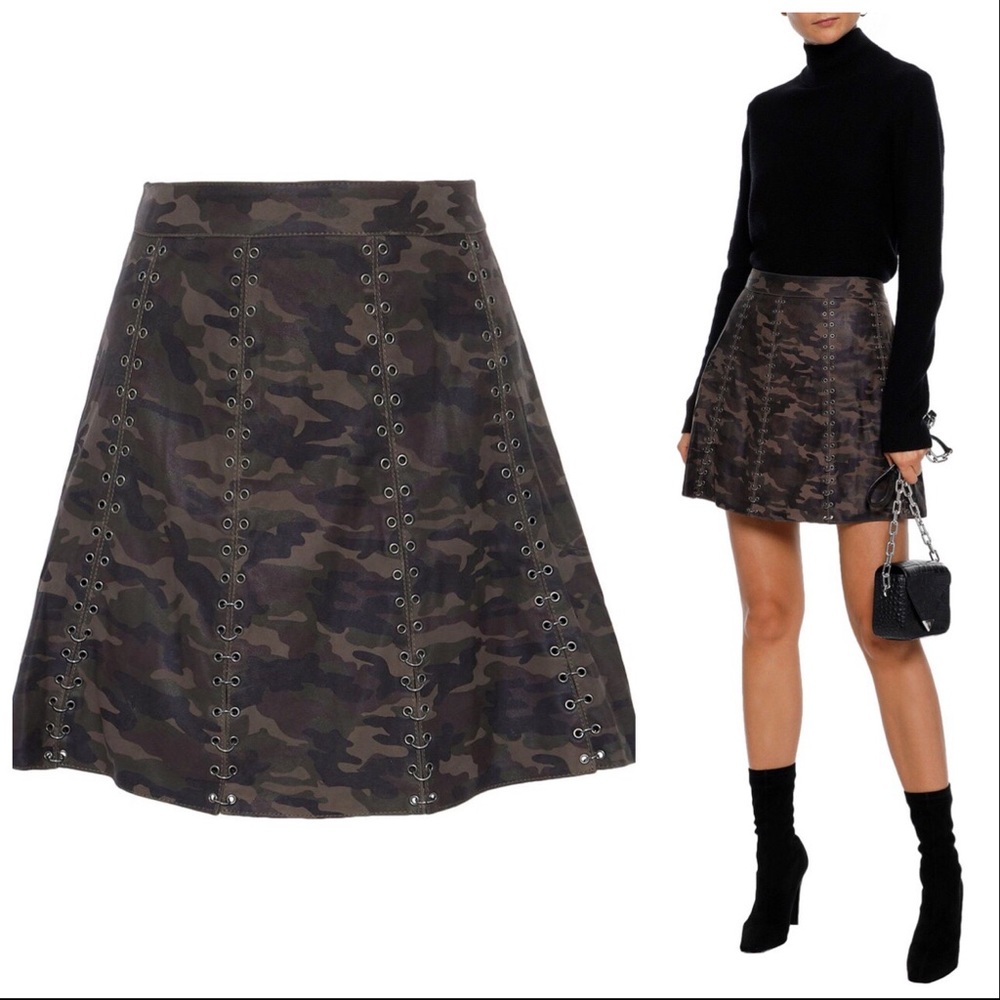 Haute Hippie Leather Mini Camo